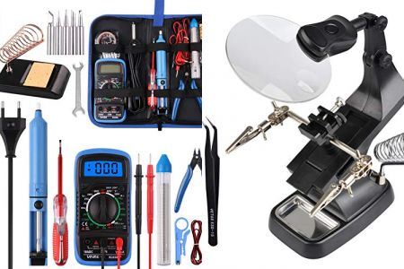 soldadores de estaño con lupa