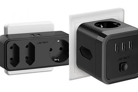 enchufes 3 tomas negro de pared