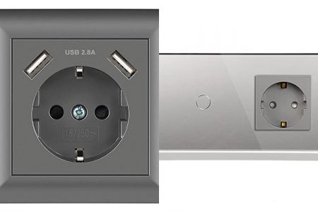 enchufes con interruptor gris