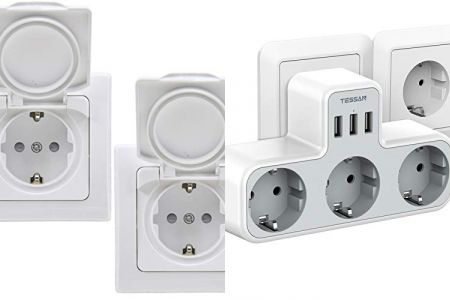 enchufes de exterior blancos