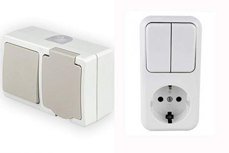 enchufes de superficie dobles con interruptor