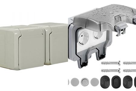 enchufes dobles con tapa protectora