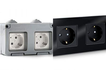 enchufes dobles de madera