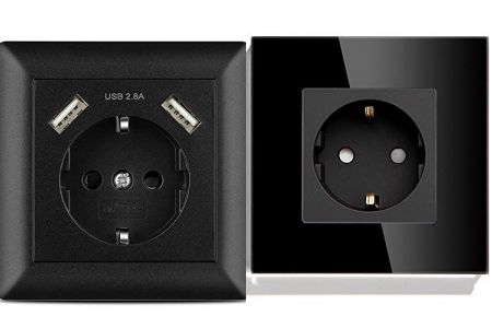 enchufes negros de pared