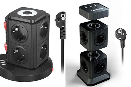 enchufes verticales con 8 enchufes