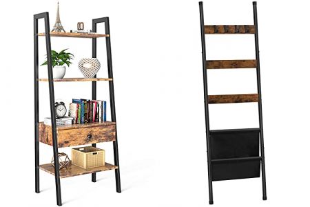 escaleras de madera con estructura metálica