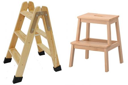 escaleras de madera de 2 peldaños